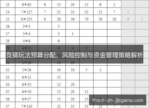 竞猜玩法预算分配，风险控制与资金管理策略解析